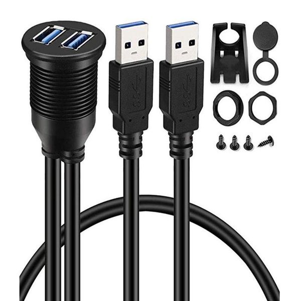 

ports dual usb 3.0 extension aux flush mount car truck panel motorcycle boat for cable dashboard w4w4 computer cables & connectors
