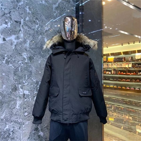 

goose down jacket men's and women's putin's thickened warm and waterproof jacket canadian short jacket, Black