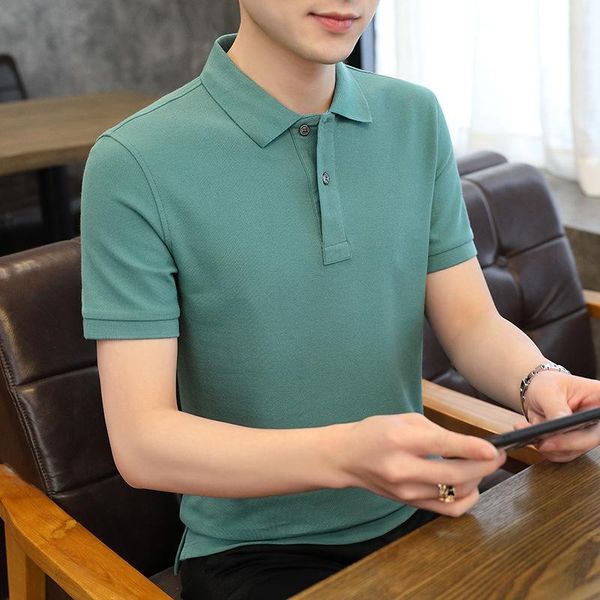 

men's polos shirt 2021 summer short sleeve casual lapel t-shirt trend solid color large, White;black