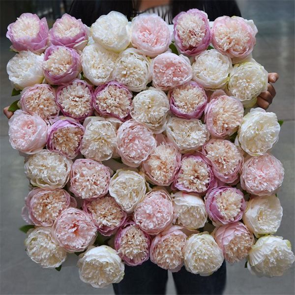 

decorative flowers & wreaths 10pcs big peony flower head artificial diy headwear silk wall decoration rose simulation flores