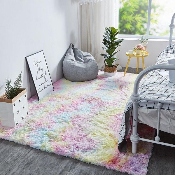 

carpets colorful for living room soft fluffy rug bedroom sofa coffee table floor mat shaggy carpet kids study area