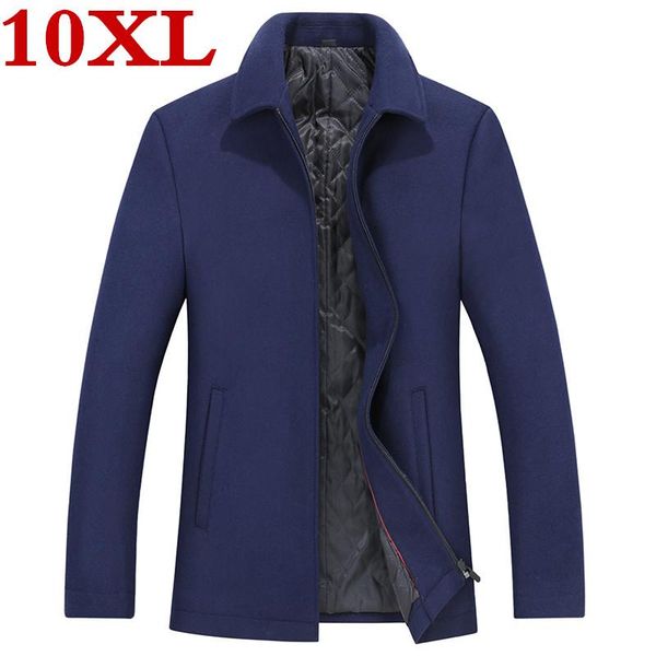 

men's wool & blends plus size 10xl 9xl winter overcoat mens fashion boutique woolen coats high-end brand male slim windbreaker jacket, Black