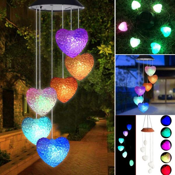 Objetos decorativos Figuras de greve de vento solar Luz ao ar livre Mudança de cor LED de cor espiral Lantern Garden Fairy Windbell Night Night