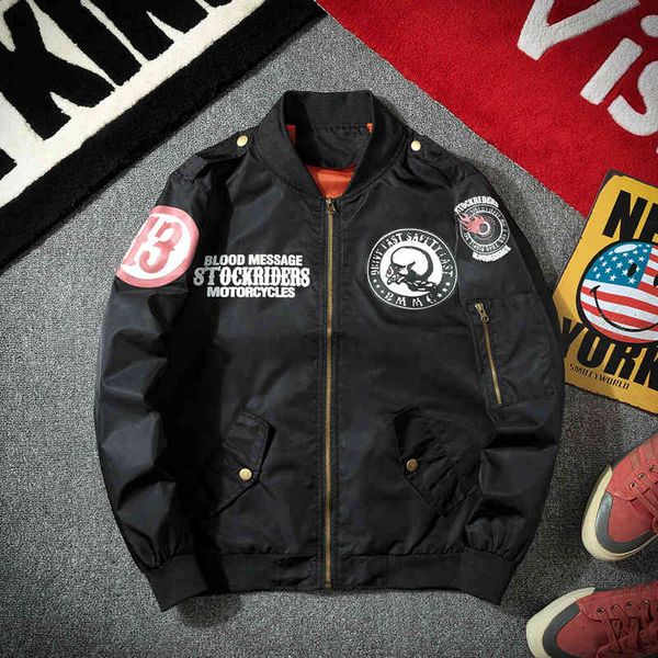 

jacket 2021 male fashion zipper bomber baseball oversized pilot training jacket jackets, Black;brown