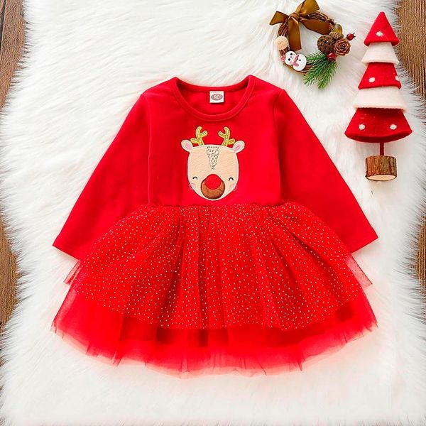 

girl's dresses 2021 baby autumn winter clothing infant kids girl print dress spring girls long sleeve printed sweet christmas, Red;yellow