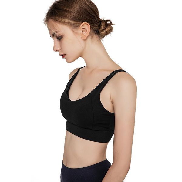 

gym clothing woman backside sports bra workout jogging push up women's shockproof running fitness yoga bras no steel ring thin, White;black