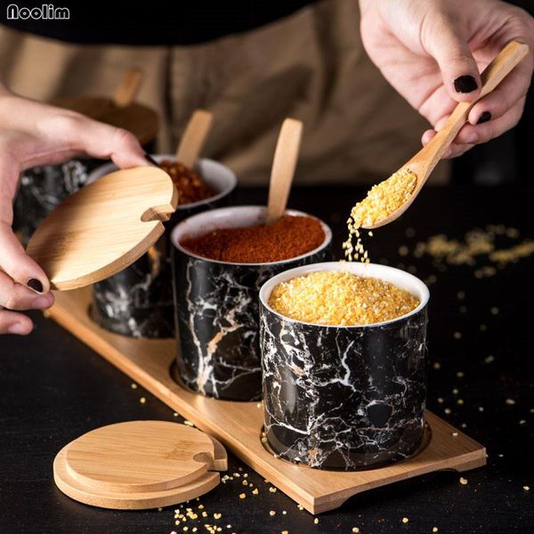 

storage bottles & jars nordic ceramic seasoning jar set creative marbling salt pepper shakers spice soy sauce bottle household kitchen suppl