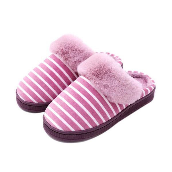 

winter plush cotton shoes woman furry warm home women slippers ladies non-slip outside sliders house floor slides, Black