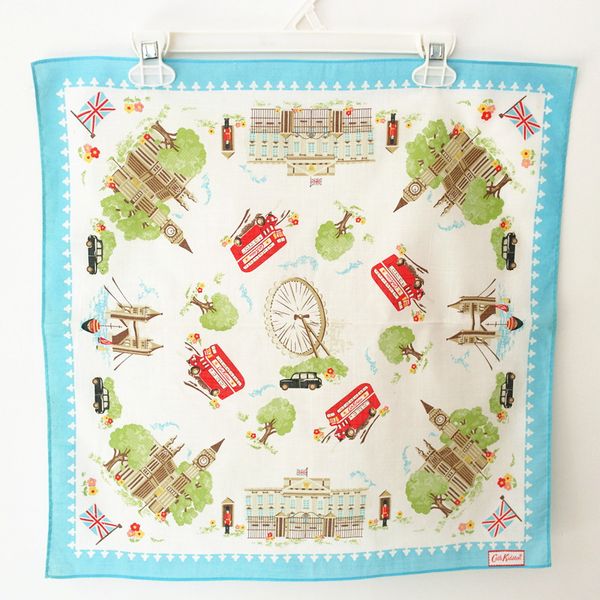 

pure print pattern sweat hand british printed cotton kerchief, Blue;white