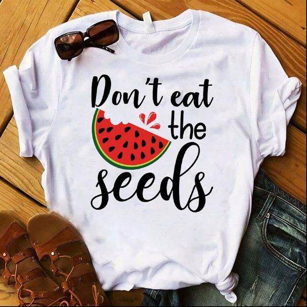 

watermelon dont eat the seeds womens tee clothes graphic, White