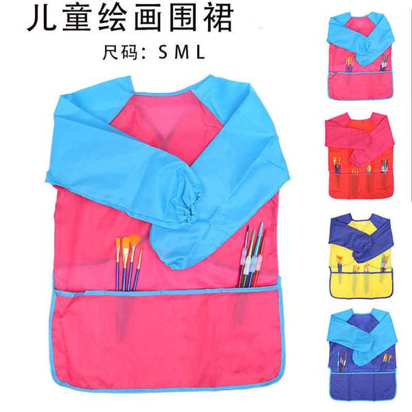

apronschildren's painting clothes kindergarten waterproof apron double use long sleeve dinner jacket bib environmental protection