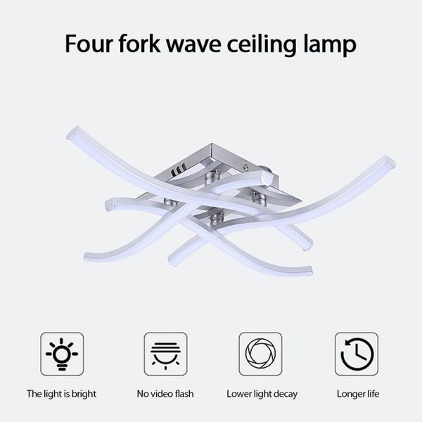 

ceiling lights led creative lamp three or four prongs wave living room bifurcated chandelier bedroom decoration lamps