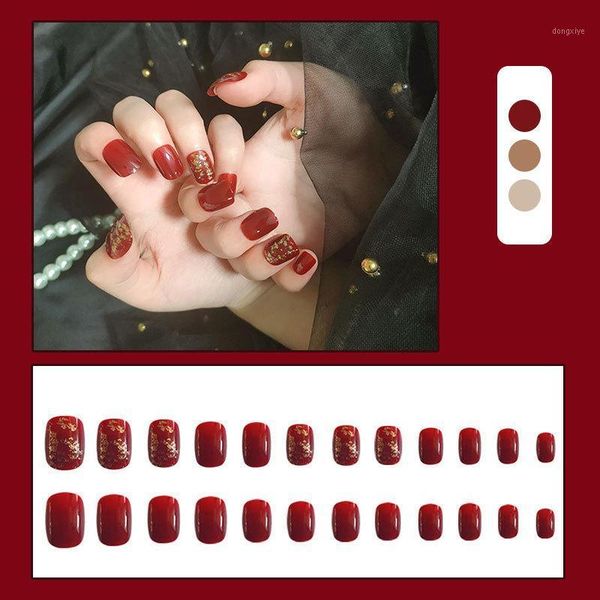 

short square false nails full cover fake fingernails press on glossy artificial diy decoration supplies for nail gift t6 art kits1