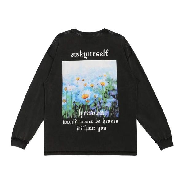

men's hoodies & sweatshirts vintage askyurself daisy pullover men women 1:1 hoodie oil paint graphic print long sleeve sweatshi, Black