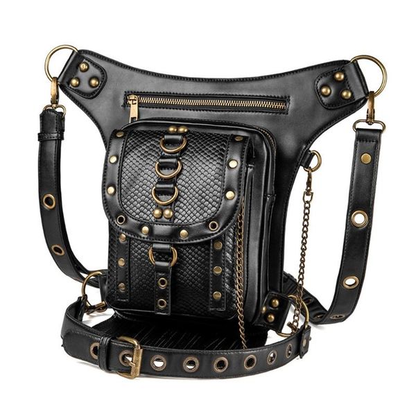 

waist bags q1qa fashion packs steampunk bag fanny pack gothic pu leather shoulder crossbody
