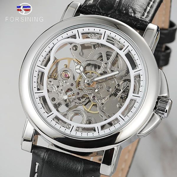 

wristwatches forsining automatic mechanical watch men wristwatch military army sport male clock skeleton waterproof man, Slivery;brown