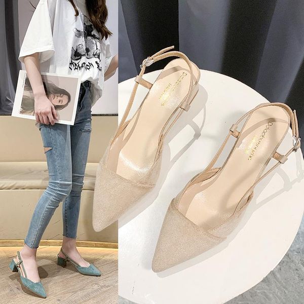 

dress shoes pointed slingbacks women's suede block heels, Black