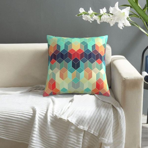 

pillow retro hipster color mosaic pattern pillowcase printed cushion cover sofa waist