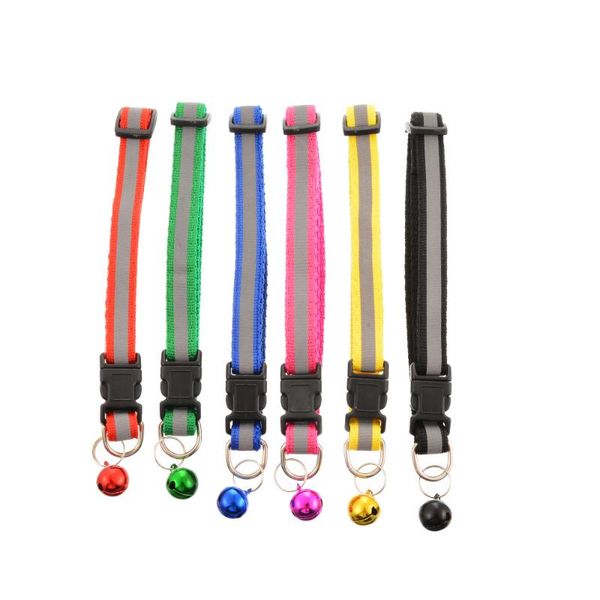

dog collars & leashes 6pcs pet cat polyester collar for small dogs camouflage with bell kitten neck