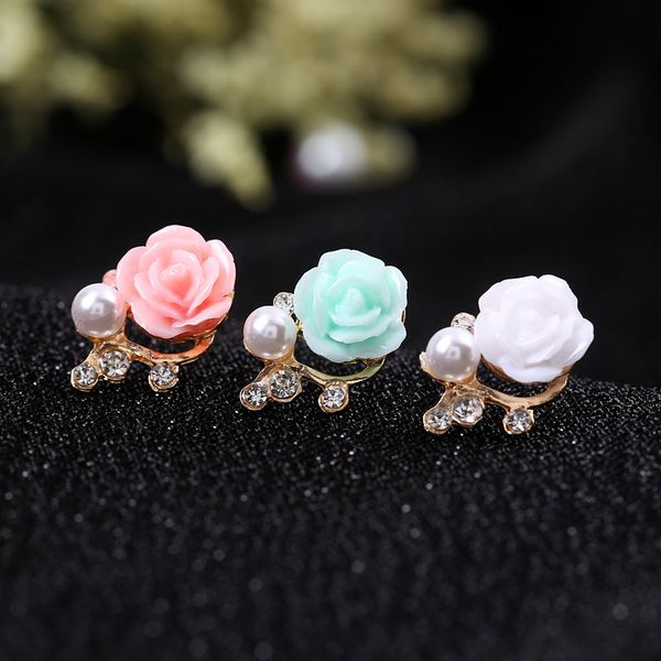 

a8528 new pearl flower earrings fashion rose earrings, Silver