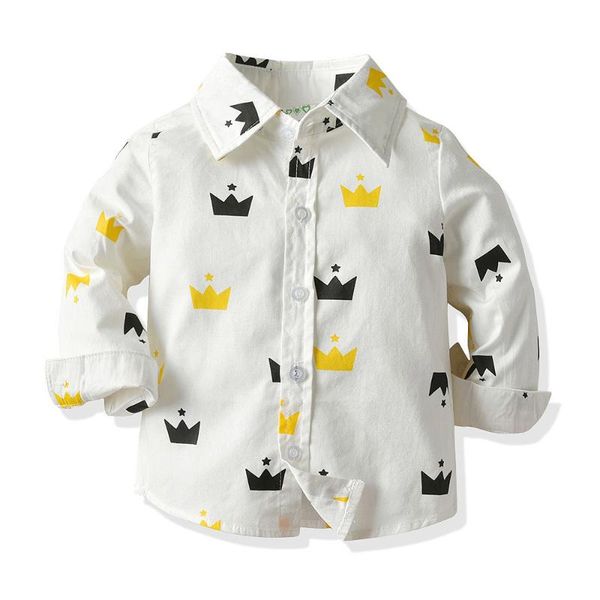 

shirts 2021 spring autumn fashion boutique children kids toddler boys printing cotton clothes clothing long sleeve blouse shirt, White;black
