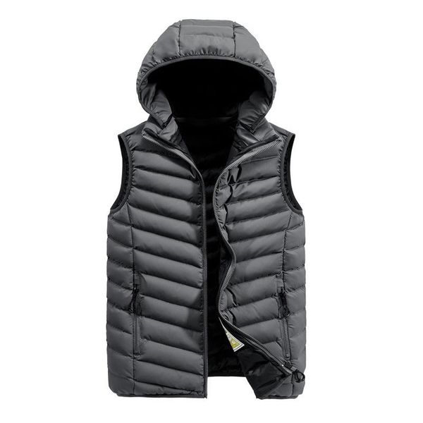 

men's vests 2021 autumn spring sleeveless jacket black grey vest warm hooded coats padded waistcoat plus oversized 4xl clothes, Black;white