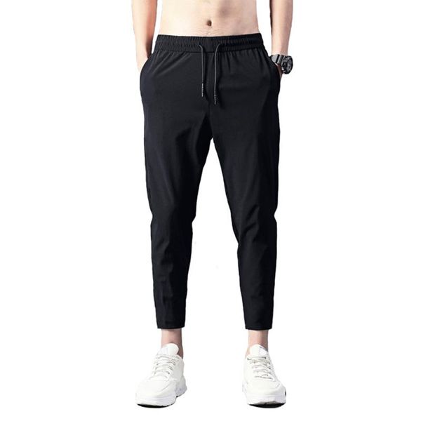 

jogger casual adjustable waist pants lightweight breathable quick dry hiking running outdoor sports training trousers for men men's, Black