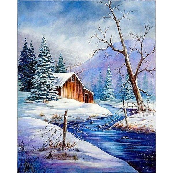 

oil painting winter landscape picture paint on canvas by numbers drawing handpainted art gift home deceratio paintings