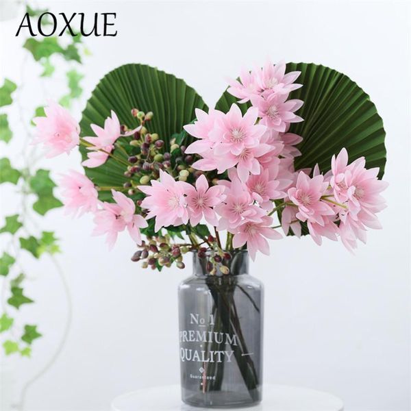 

beautiful snow lotus artificial fake flower decoration silk bridal bouquet wedding party supplies decorative flowers & wreaths