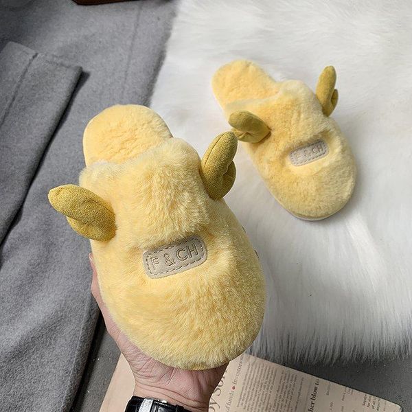 

slippers women winter home cute cartoon shoes soft cotton warm house indoor bedroom lovers couples, Black