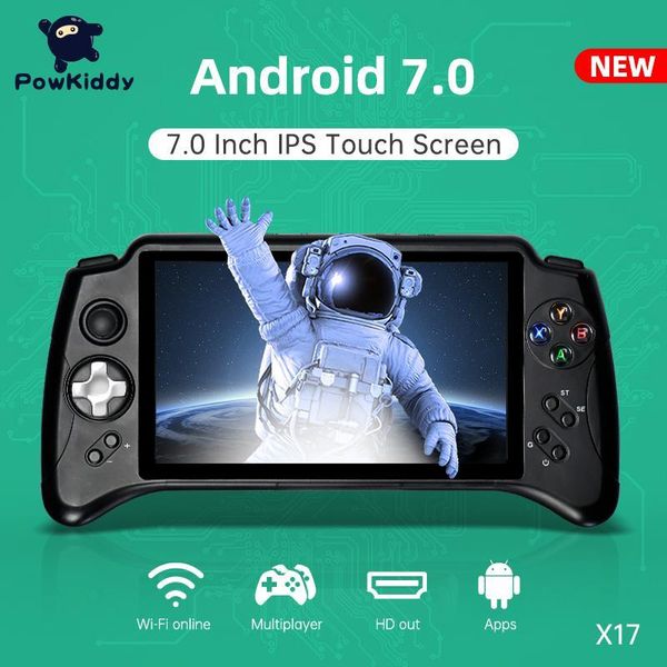 

portable game players powkiddy x17 android 7.0 handheld consoles 7" ips touch screen mtk 8163 quad core 2g ram 32g rom retro