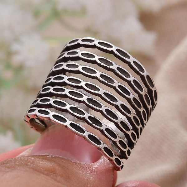 

cluster rings 100% 925 sterling silver original personalized retro multi-storey open party ring gift for christmas women men, Golden;silver