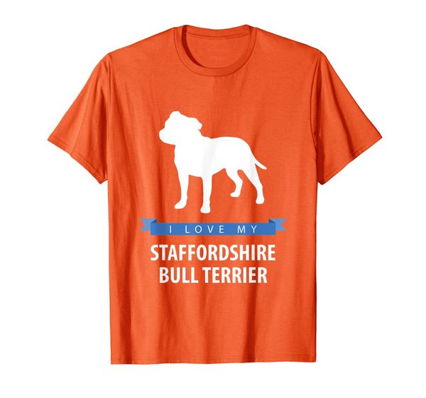 

i love my staffordshire bull terrier t-shirt, White;black