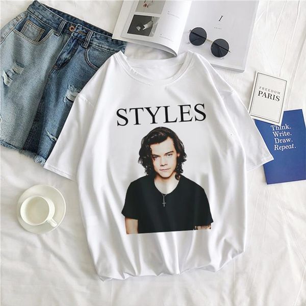 

harajuku fine line rip geek women hip hop fun print casual harry style pattern, White