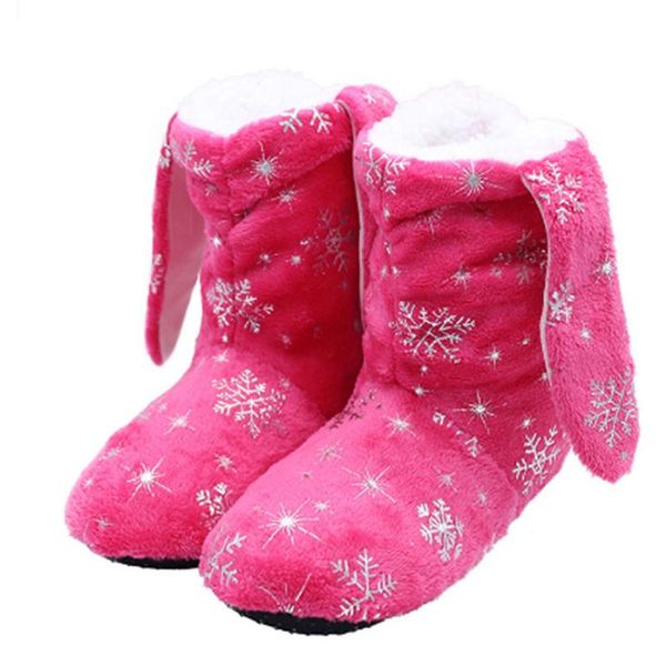 

christmas 2021 silver ears indoor floor boots ladies soft-soled non-slip warm shoes slippers, Black