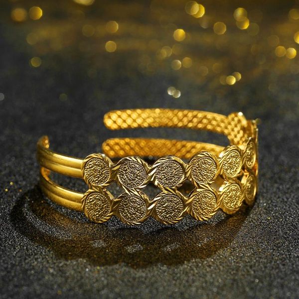 

bangle 2021 arab middle east wedding gift copper gold-plated coins jewelry gold women's bracelet islamic muslim dress, Black