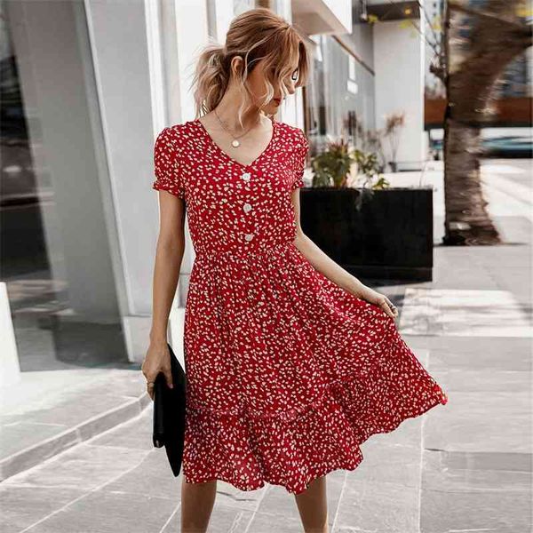 

casual dresses women fashion flower print short sleeve v-neck button sundress dress vestidos de festa j34 uyix, Black;gray