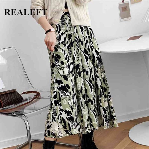 

realeft summer floral printed mi-long skirts high waist bohemian female umbrella skirts tulle casual loose a-line skirt 210724, Black