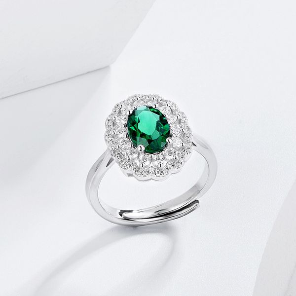 

yuntong cultivates opening green women's geometric national style adjustable simple ring, Silver