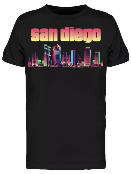 

San Diego, Colorful Skyline Tee Men's -Image by Shutterstock, White;black