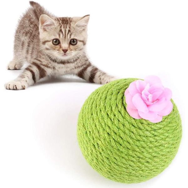 

catnip toys cat scratching ball cactus sisal tumbler kitten toy interactive with