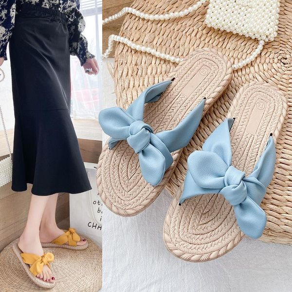 

slippers shoes women bowknot women's summer 2021 sandalias mujer, Black