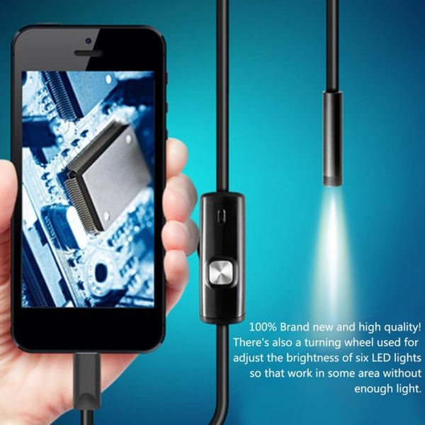 

cameras 1 m usb cable waterproof endoscope mini rigid inspection camera snake tube borescope with 7mm lens 6 led for android phone