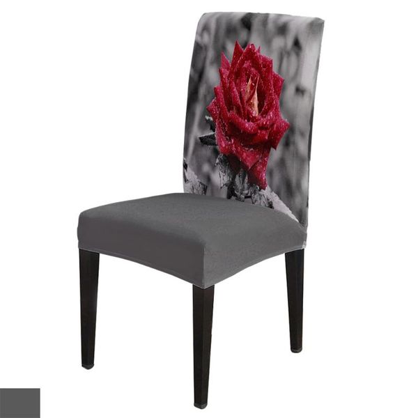 

chair covers modern dining cover red rose flower waterdrop leaf gray plant home table chairs for kitchen tablecloth