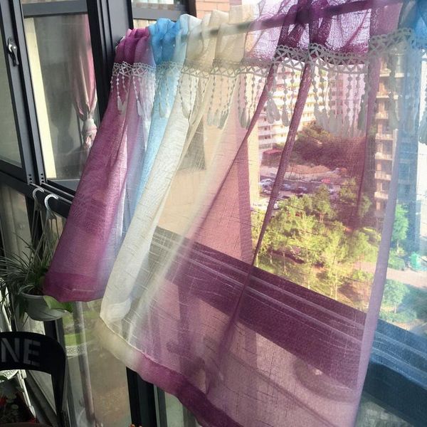 

curtain & drapes colorful striped short curtains for kitchen voile sheer cafe cabinet with delicate lace tassels small dl-wp109