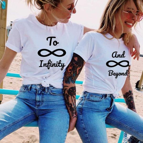 

women's t-shirt to infinity and beyond friends bff friendship graphic tees women kawaii summer tshirt aesthetic female t shirt, White
