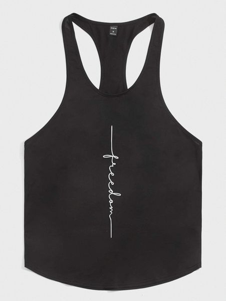 

men drop shoulder letter pattern tank s5w2#, White;black