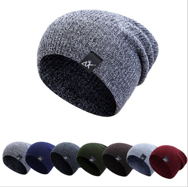 

step into versatile outdoor autumn and winter knitted plain wool hat, Blue;gray