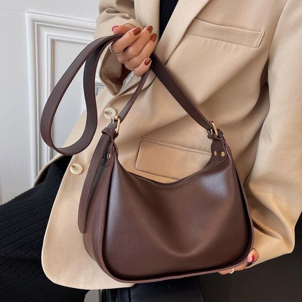 

evening bags retro shoulder bag women solid color all-match crossbody quality soft leather handbags lady underarm pack