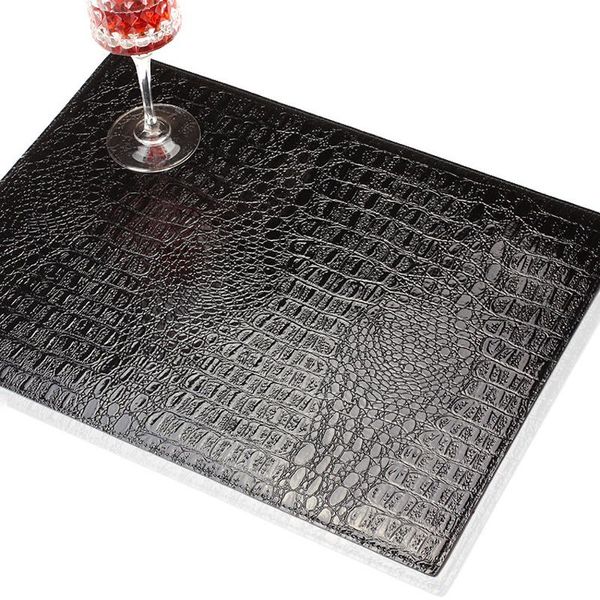 

mats & pads wcic placemat european style pu leather crocodile pattern table mat insulation pad decorative coffee coasters
